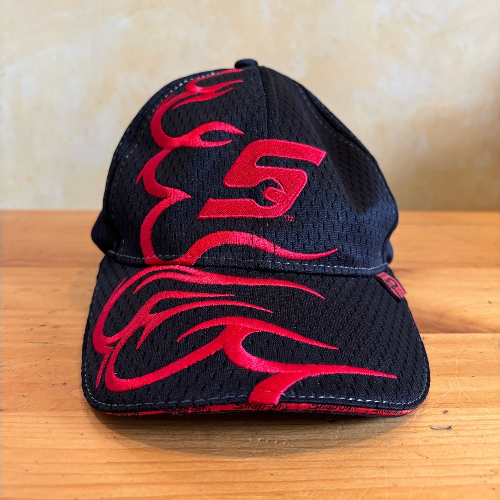 Snap-On Tools Black Cap Hat Red Flames 90th Anv Adjustable Strapback K Products